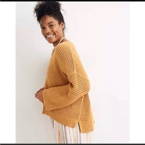 Madewell Seville Open Stitch V Neck pullover sweater